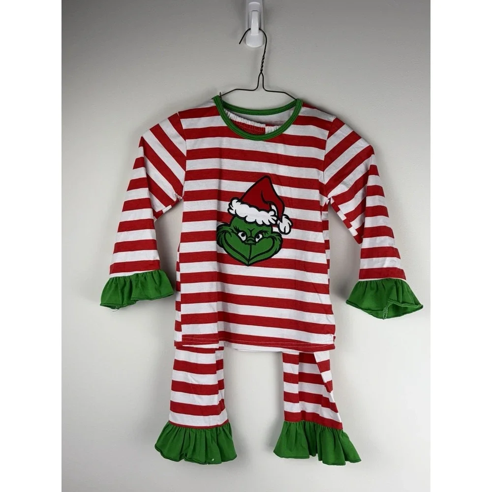 THE GRINCH Christmas Two Piece Set Ruffle Girls Size 5T